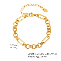 Chunky Bold Toggle Bracelets for Women, Stainless Steel OT Buckle Link Chain Bracelet Gold Plated Tarnish Free