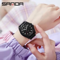 Fashion SANDA 6232 Simple Design Soft Children's Quartz Watch TPU Strap Sports Waterproof Night Light Children's Quartz Watch