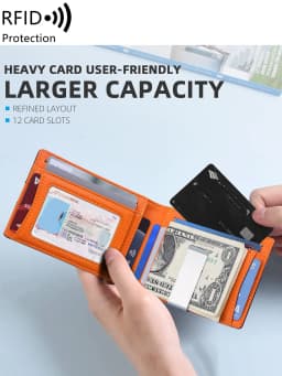 Men's Slim Thin Minimalist Front Pocket Wallets Men RFID Blocking Protected Portable Card Holder 12 Card Multifunctional Wallet