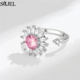 Korean Fashion Daisy Spinner Fidget Ring Multiple Style Sunflower Rose Snowflake Rotate Freely Anti Stress Anxiety Rings Wedding