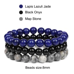 3Pcs/set 8mm Natural Stone Beads Bracelet Set Pink Zebra Rhodonite Moonstone Agates Hematite Bracelets For Women Men Jewelry