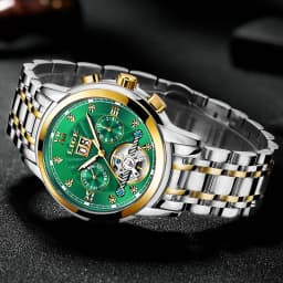LIGE Automatic Watch for Men Top Original Luxury Skeleton Flywheel Mechanical Wristwatches Classic Calendar Business Man Watch