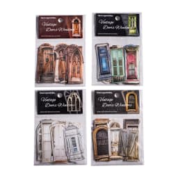 20pcs/1lot Kawaii Scrapbook Stickers Old courtyard doors and windows Junk Journal Gold Planner Stationery Decorative