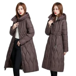 2025 Long Winter Over-The-Knee Overcoat Parka Down Cotton-Padded Jacket Women's Plus Size 100 KG Slim Cotton-Padded Jacket