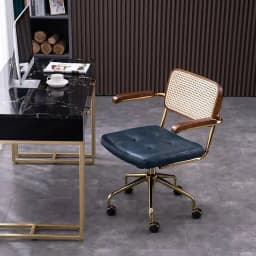 modern Simple Office Chair Home Comfortable Computer Chair Office Chairs for Bedroom Rattan backrest Chair Retro Swivel Chair