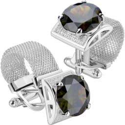 HAWSON Men Birthstone Crystal Cufflinks 17mm Color Stone Cuff Links for Wedding Business Shirt, Birthday Gift for Men
