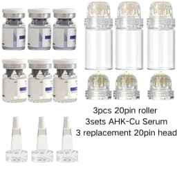 20Pin 0.5mm Microneedle Titanium Needle Roller Stamp With AHK‑Cu Serum Applicator For hair microneedle infusion