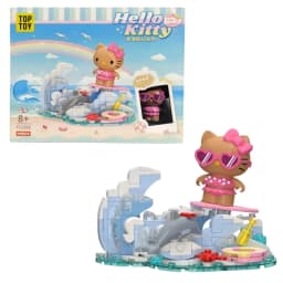 Original Sanrio Building Blocks Hello Kitty Coastal Holiday Series DIY Cartoon Street View Decoration Model Fans Toys Gift