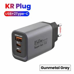150W Fast Charging 3 Ports Mobile Phone Charger QC3.0 USB Type C Chargers Dual PD USB Wall Adapter EU/US Plug for iPhone Samsung