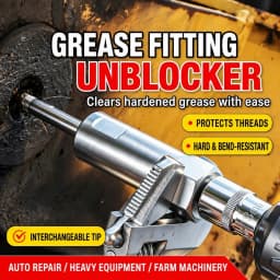 TINSOL Grease Fitting Unblocker Tool Kit with 6/8/10mm Push Rods, Alloy Steel Grease Zerk Cleaner for Auto and Farm Equipment