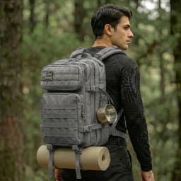 45L Tactical Travel Backpack Molle Storage Bag Large Capacity Multi Pocket Wear Resistant Camping Hiking Trekking Rucksack Durable Outdoor Mountain Climbing Daypack For Men Women Travellers Bushcraft Wilderness Trip Daily Commute Luggage Bag