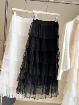 Korean Style Multi-Layered Cake Skirt High Waist Midi Skirt for Women Spring 2026 New Arrival Elegant Tulle Skirt