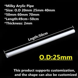 (50cm/lot) OD 16 20 25 32 40 50 60 70mm Milk White Acrylic Tube PMMA pipe for Home Garden lampshade, Aquarium accessories DIY