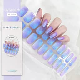 16/20/22Tips Semi-Cured Gel Nail Patch Adhesive Sliders Long Lasting Full Gel Nail Stickers DIY Manicure Harden In UV Lamp Need