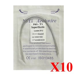 10pack AG Dental Arch Wires Orthodontic Super Elastic NITI Round Rectangle Archwire Lower/Upper 012/014/016/018/020/16x16/16x22
