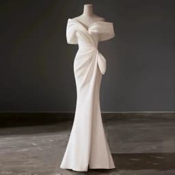 Light White One-Shoulder Wedding Dress Luxury Small Audience High-End Engagement Fish-Tail Evening Gown for Art Exam Hosting