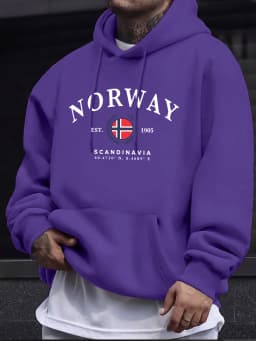 Norway Scandinavia Flag Creative Prints Pullovers Unisex Thicken All-Match Hoodie Street Autumn Sweatshirt Loose Casual Clothes