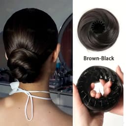Synthetic Mini Claw Clip in Messy Hair Bun Donut Updo Hairpieces for Women Girls Curly Chignon Bird's Nest Shaped Retractable