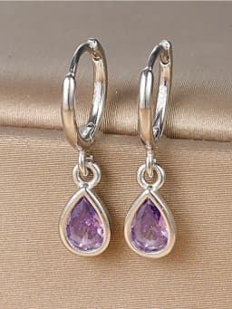 925 Sterling Silver Multicolored Water Drop Shaped Zircon Hoop Earrings For Women Anniversary Fashion High Quality Fine Jewelry