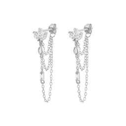 925 Sterling Silver Ear Needle Crystal Zircon Tassel Pendant Hoop Earrings Retro Small Fragrance Style High Jewelry Women Gifts