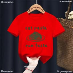 Eat Pasta Run Fasta T-Shirt | Funny Foodie Graphic Print T-Shirt Boys, Running Pasta Shirt Summer Fashion Boys Clothes shirt Top
