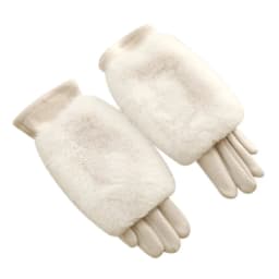 Women's autumn and winter rabbit fur gloves plus velvet thickened windproof and warm riding cold-proof touch screen suede gloves