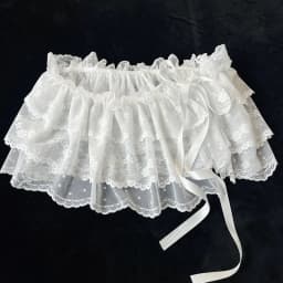Summer Women's Korean One-Piece Belted Overlap Lace Skirt Apron A-Line Skirt INS Short Lace Layered Gauze Skirt With Tie Up