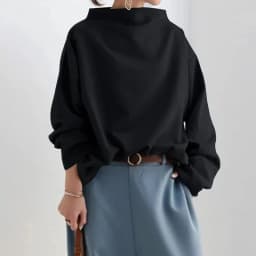Autumn Simple Women's Long Sleeved Commuting Top New 2024 Streetwear Loose Blouses Casual Half High Collar Solid Color Pullover
