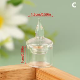 1Pc 1:12 Dollhouse Miniature Clear Glass Jar Candy Bean Storage Bottle Tiny Jar With Cover DollHouse Kitchen Decor Accessories