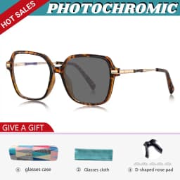 VKYEE Classic Retro Large Framed Glasses Anti-Blue Light Glasses Photochromic Customizable Prescription Glasses PFD2211