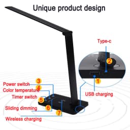 LED USB Charging Lamp Touch Folding Table Portable 3Color Work Office Rechargeable Wireless Phone Charger Light for Bedroom