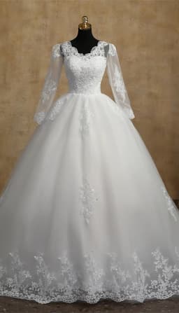Y&M V Neck Full Sleeve Customized Plus Size Vestido De Noiva 2026 Wedding Dress Long Train or Floor Appliqe Bridal Tulle Mariage