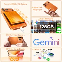 OUKITEL C17 PLUS Smartphone Global Version 6.9'' 16GB(4+12)+128GB 120Hz NFC Gemini AI