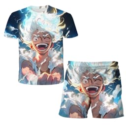 2026 Boys' One Piece 3D T-shirt Set, Super Cool Luffy Zoro Summer Top + Shorts, Children's Short-Sleeve Birthday Gift for Boys