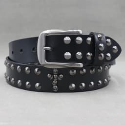 Designer Brand Belt Men Rivet Real Leather Pin Belt Male Black Rock Genuine Leather Cowhide Luxury Punk Belt Jeans