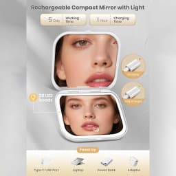Makeup Mirror with Lights, 1X/10X Magnification Double Sided Portable Foldable Lighted Travel Mirror 3 Color Lighting for Gifts