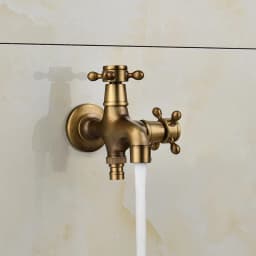 High Quality Total Brass Brushed Double Using Washing Machine Faucet Bathroom Corner Faucet Tap Garden Outdoor Tap