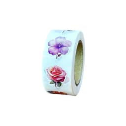 500Pcs/ 1 Rolls 2.5cm/1inch Beautiful Flowers Sticker Decoration Gift Box Sticker Label Stationery Sticker