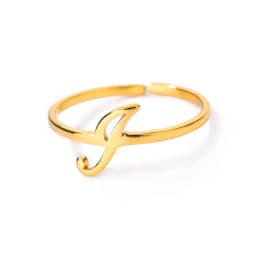 Initial Letter Rings For Women Gold Color Stainless Steel A-Z Letter Adjustable Ring Aesthetic Wedding Christmas Jewelry Gift