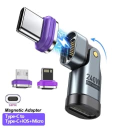For iPhone Laptop 240W 16pin Magnetic OTG Adapter Type C Female to Type C IOS Micro Male Converter PD 5A Fast Charging Adapter