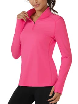 TACVASEN Fleece 1/4 Zip-Up Pullover Womens Warm Long Sleeve Outdoor Sports Tops Breathable Athletic Running Jogging Sweatshirts
