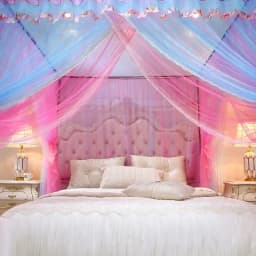 2025 New Palace Double-Layer Contrasting Mosquito Net Girl Style Encrypted Triple Door Soft Mesh Floor Bed Canopy with Folds