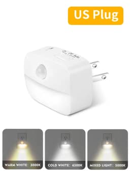 Motion Sensor LED Night Light Plug in Socket 3 Color Temperature Room Kitchen WC Hallway Human Infrared Induction Emergency Lamp