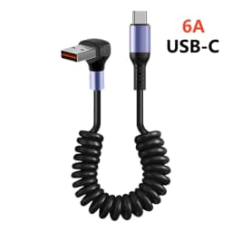 6A Elbow USB Type C Spring Short Cable 20cm to 1m 66W 100W Dual Type C Fast Charging Cable Wire For iPhone 15 16 Samsung Xiaomi