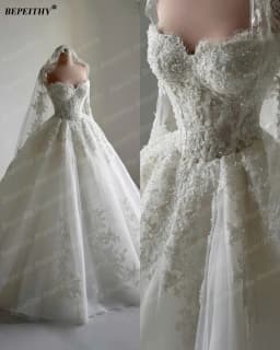 BEPEITHY Customized Princess Sweetheart Ivory Wedding Dresses For Women 2026 Floor Length Bride Plus Size Bridal Gown Sleeveless