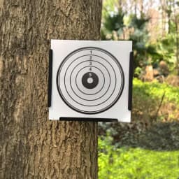 14*14*17 cm Funnel-shaped Shooting Practice Target Box with Slingshot Target Paper (20 Pcs Included)