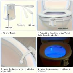 16Color Changeable LED Motion Sensor Toilet Night Light Smart Lighting for Bathroom Fashionable Bathroom Accessory Easy Lighting