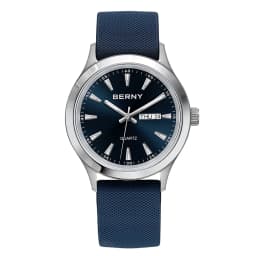 BERNY Men Watch Luminous Week Date Calendar Quartz watches for Men Stainless Steel Soft Silicone Dress Business Wristwatch