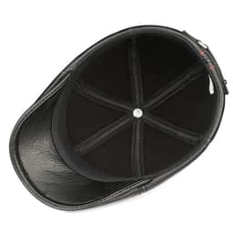 New Cowhide Genuine Leather Men Berets Cap Hat High Quality Fashion Men's Real Leather Adult Striped Black Hats