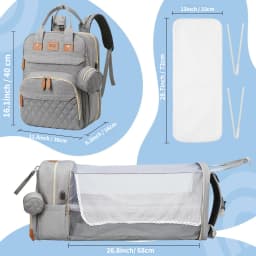 RsenFremior Large Diaper Bag with Changing Station, Foldable Diaper Bag Backpack with Bed ,Diaper Bag with Insulated Pockets